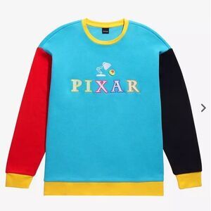 Disney Pixar Crewneck Sweatshirt Logo Colorblock